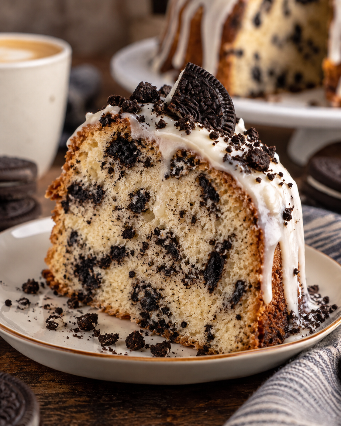 Cookies and Cream Pound Cake Slice